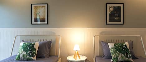 1 bedroom, desk, laptop workspace, blackout curtains