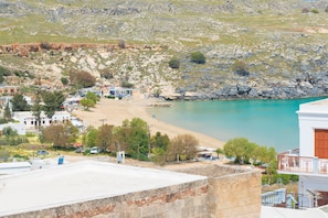 Utsikt mot strand/hav