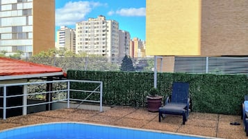 Outdoor pool, sun loungers