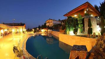 Indoor pool, 2 outdoor pools, pool umbrellas, sun loungers