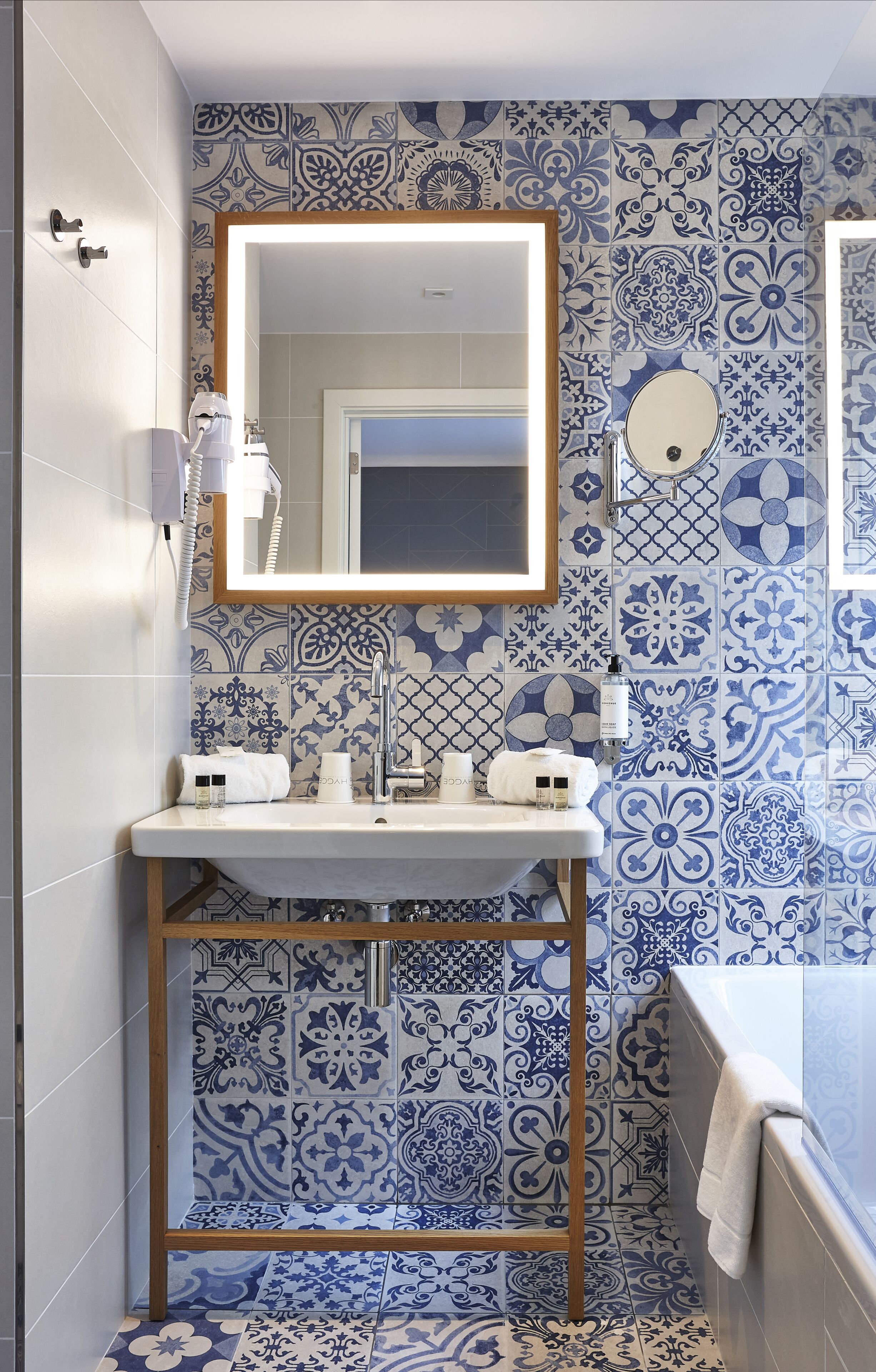 free toiletries, hair dryer, towels