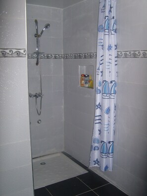 Chambre Économique avec lits jumeaux, 1 chambre, côté jardin | Douche de la salle de bain