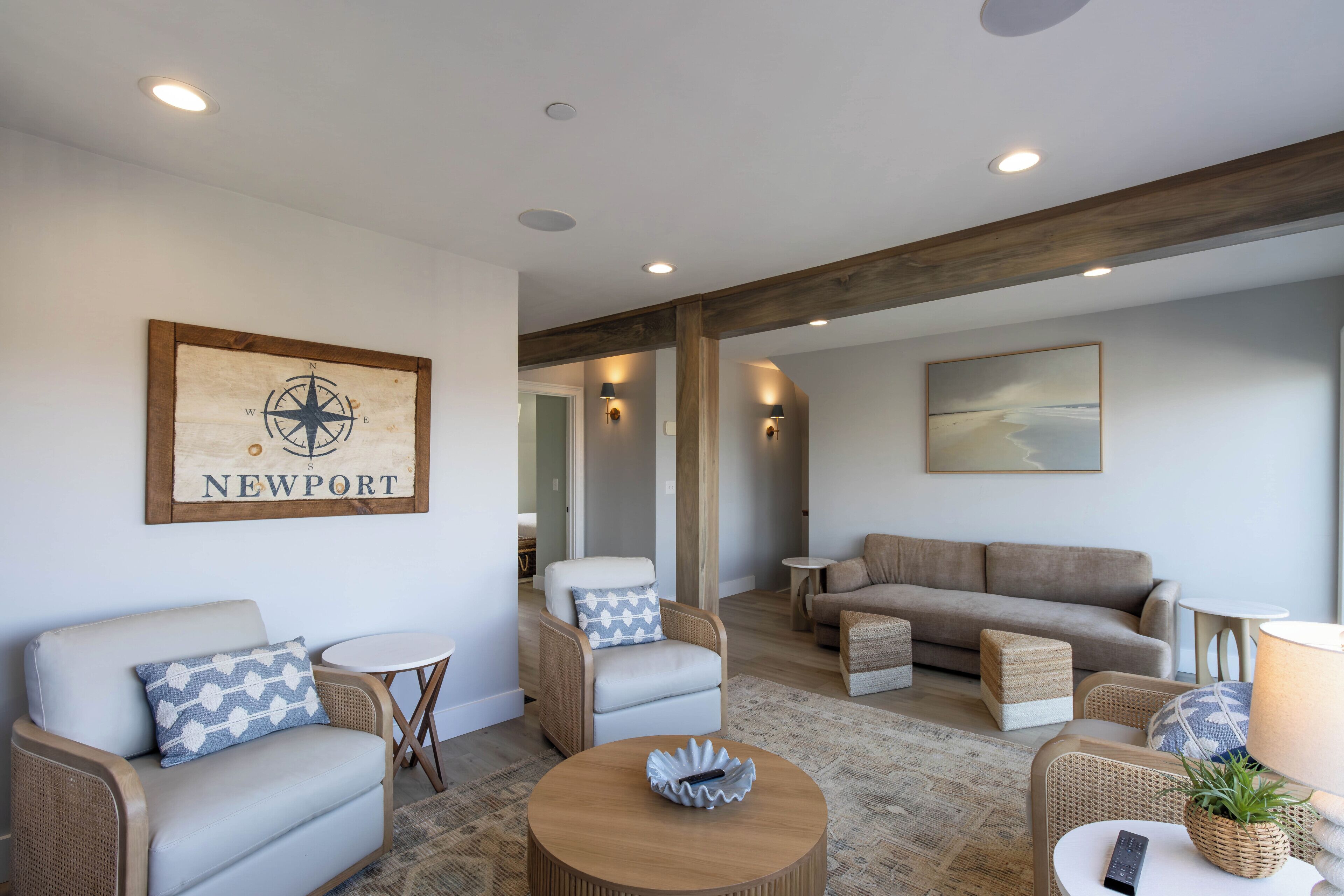 奢華公寓客房, 3 間臥室, 壁爐, 海灣景觀 | 起居區 | 平面電視