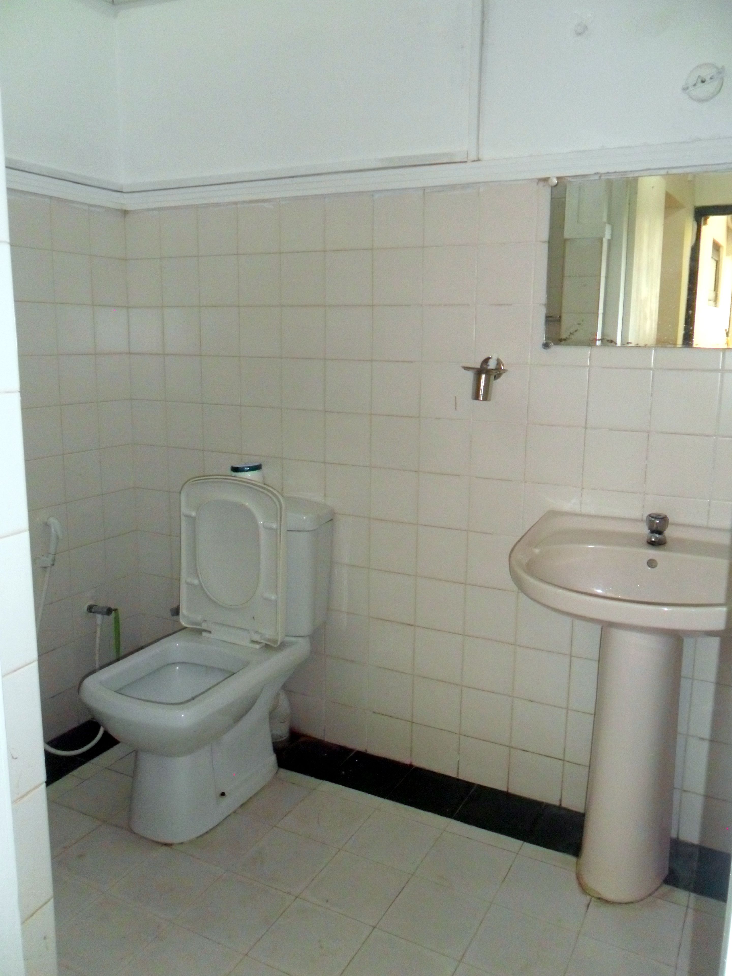 Un baño pequeño con inodoro y lavamanos.