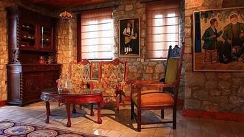 Villa, 3 Bedrooms, Pool Access (Manousaki) | Living area | 42-inch flat-screen TV with satellite channels, TV, DVD player