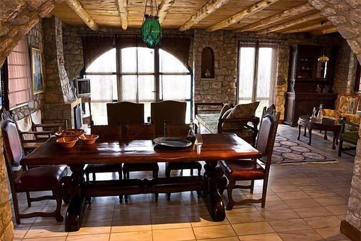 Villa, 3 Bedrooms, Pool Access (Manousaki) | Living area | 42-inch flat-screen TV with satellite channels, TV, DVD player