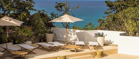Indoor pool, outdoor pool, pool umbrellas, sun loungers