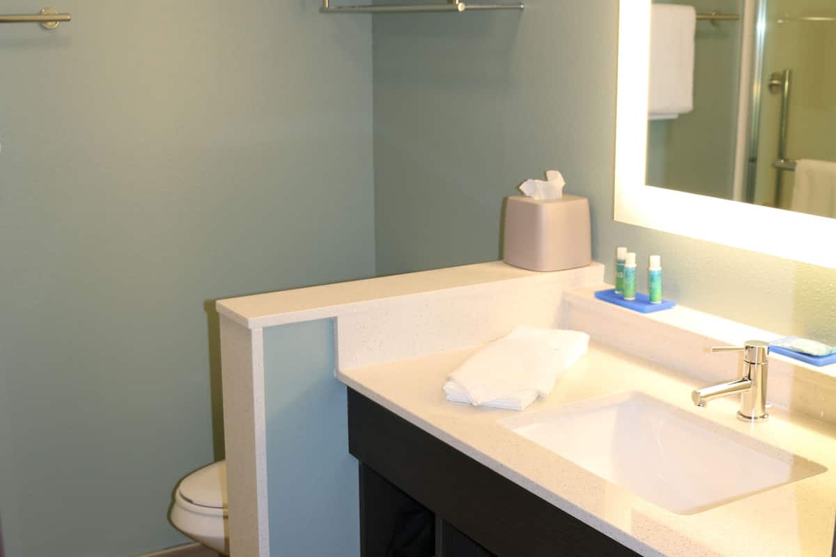 free toiletries, hair dryer, towels