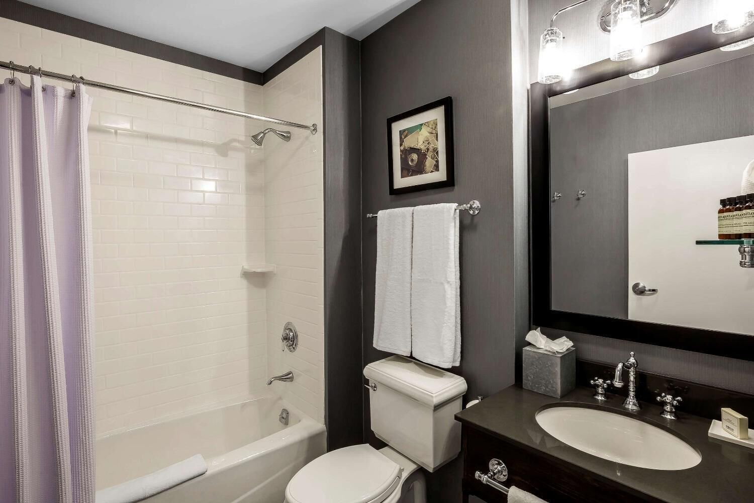 free toiletries, hair dryer, towels