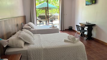 Down duvets, desk, laptop workspace, soundproofing