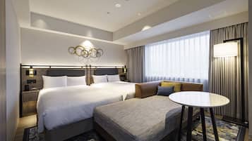 Premium bedding, down duvets, desk, soundproofing