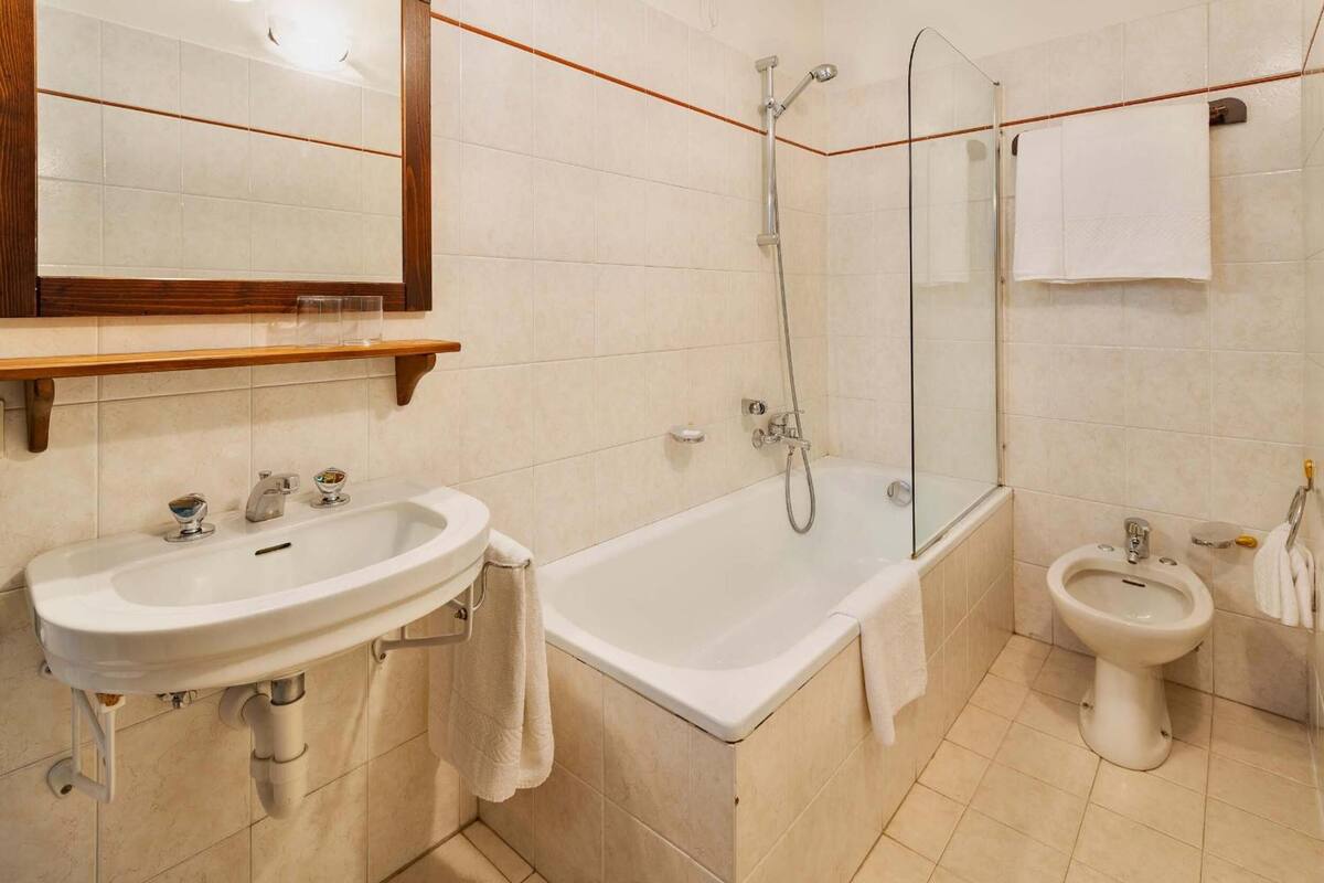 free toiletries, hair dryer, slippers, bidet