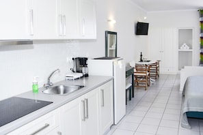 Standard Studio, Multiple Beds, Garden View | Private kitchen | Fridge, oven, stovetop, coffee/tea maker - Apartments Balaska (North Kynouria)