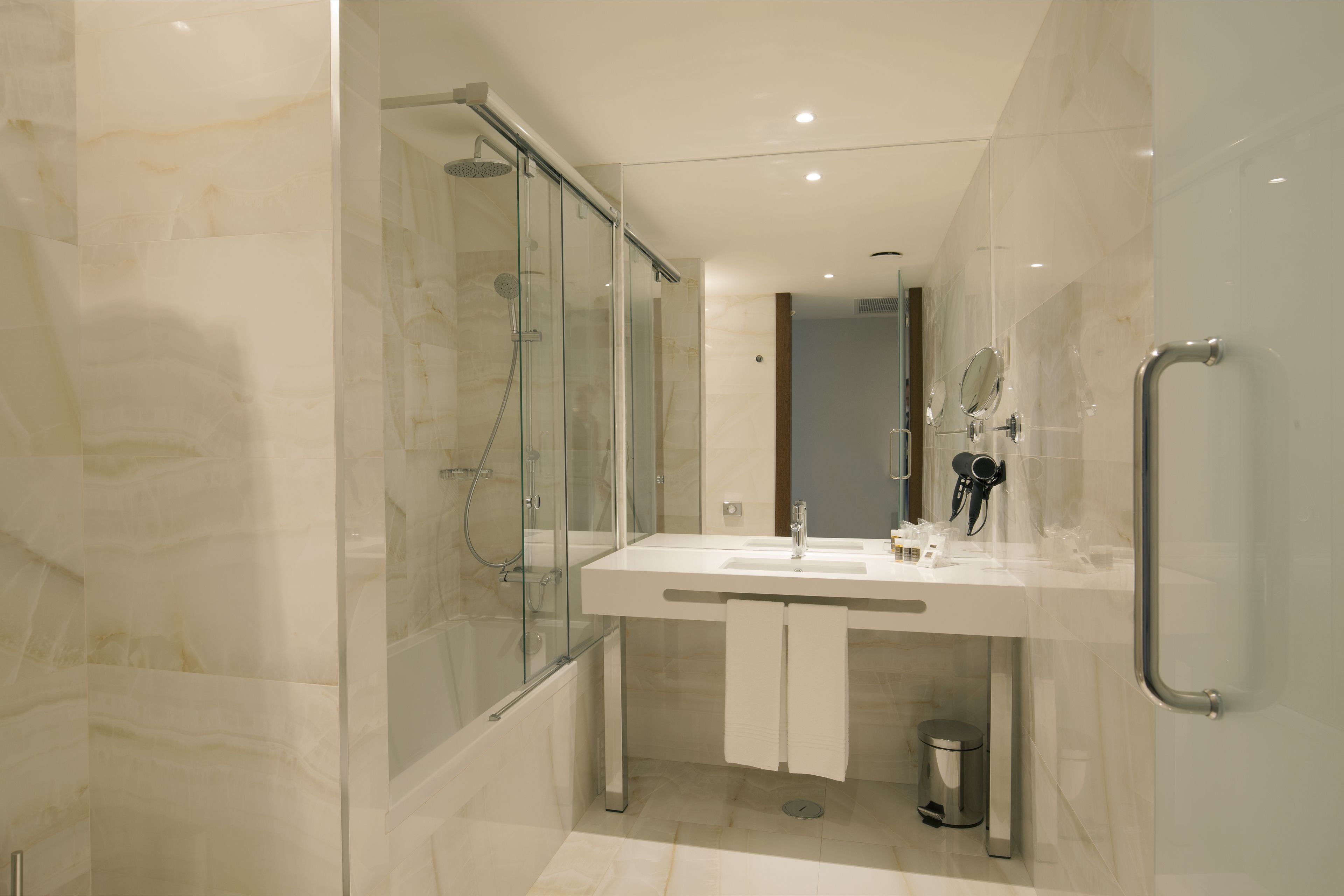 free toiletries, hair dryer, towels