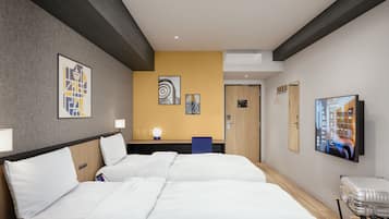 Desk, blackout drapes, soundproofing, iron/ironing board