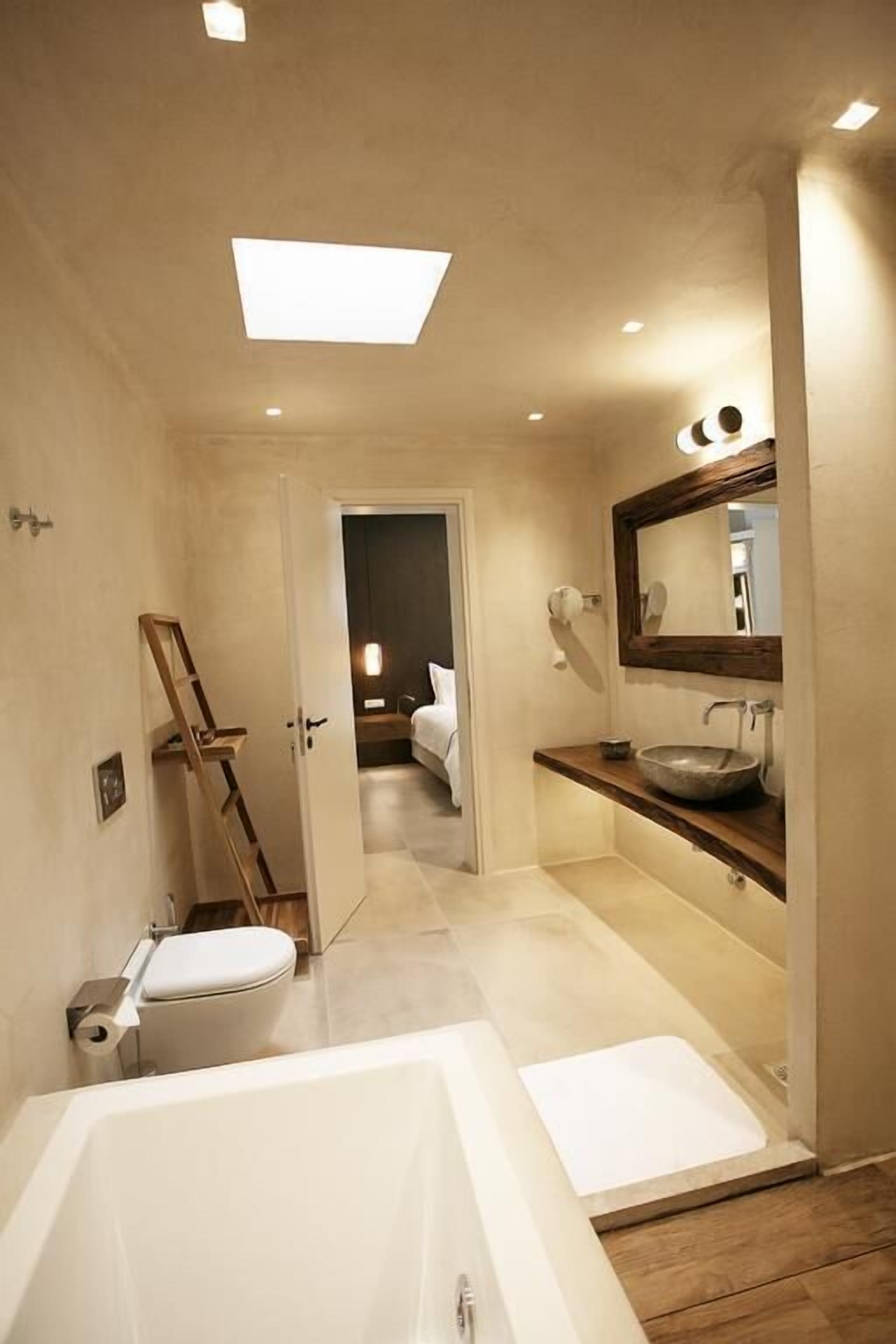 villa (melaina) | bathroom | hair dryer, bathrobes, slippers, bidet