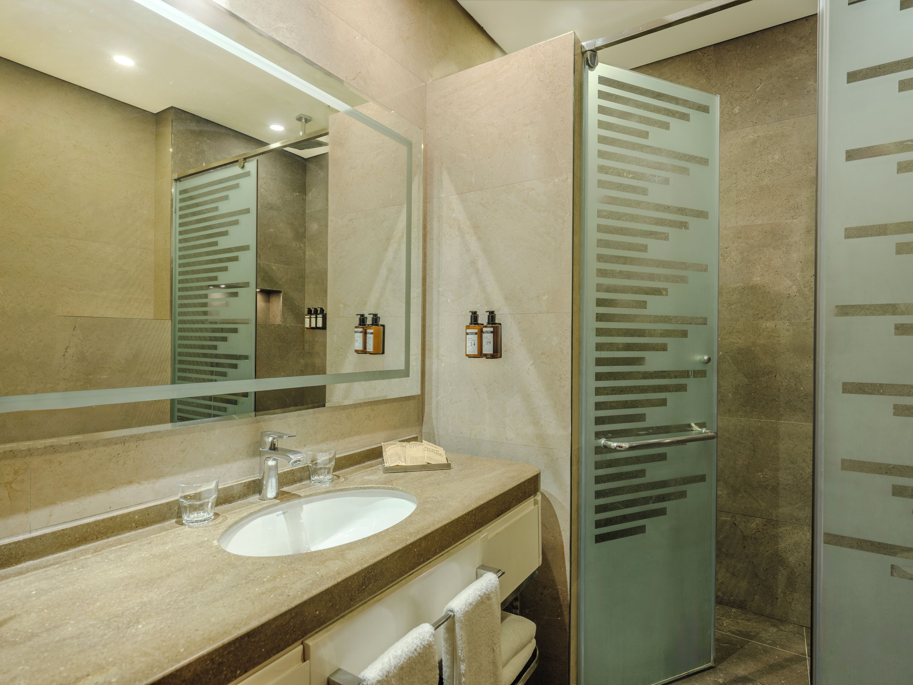 free toiletries, hair dryer, slippers, towels