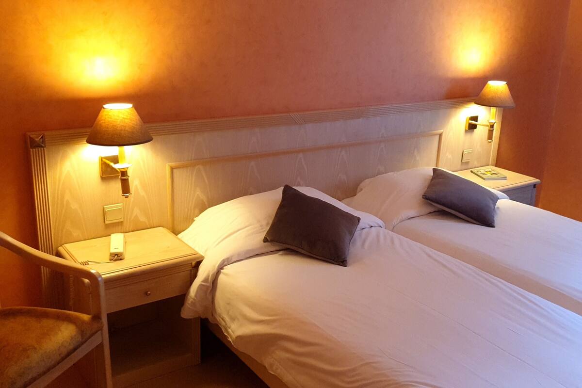 雙床房 | 獨特裝潢、書桌、筆電工作空間、遮光布/窗簾