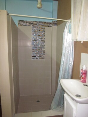 Studio, 1 Double Bed, Kitchenette | Bathroom | Shower, towels, toilet paper - Buttercup Cottage Apartments (Arnos Vale)