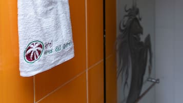 Ducha, artículos de tocador gratuitos, secador de pelo, toallas