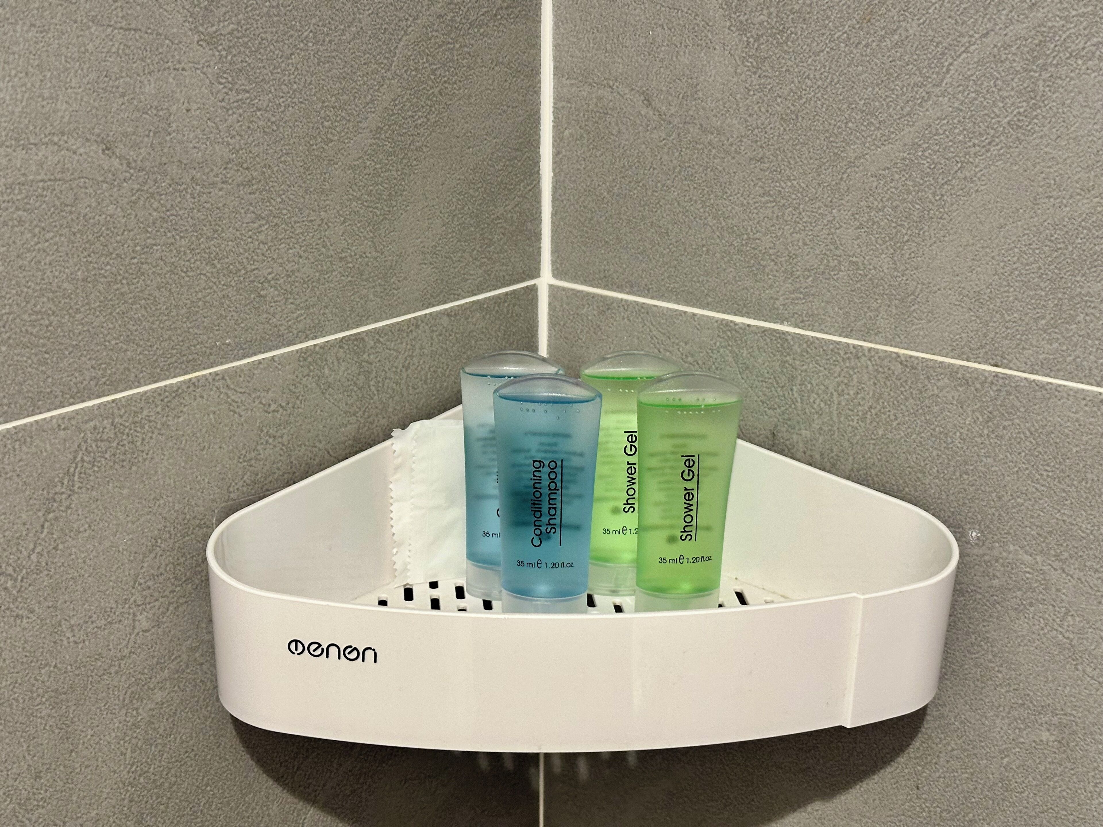 family room | bathroom | shower, rainfall showerhead, free toiletries, hair dryer