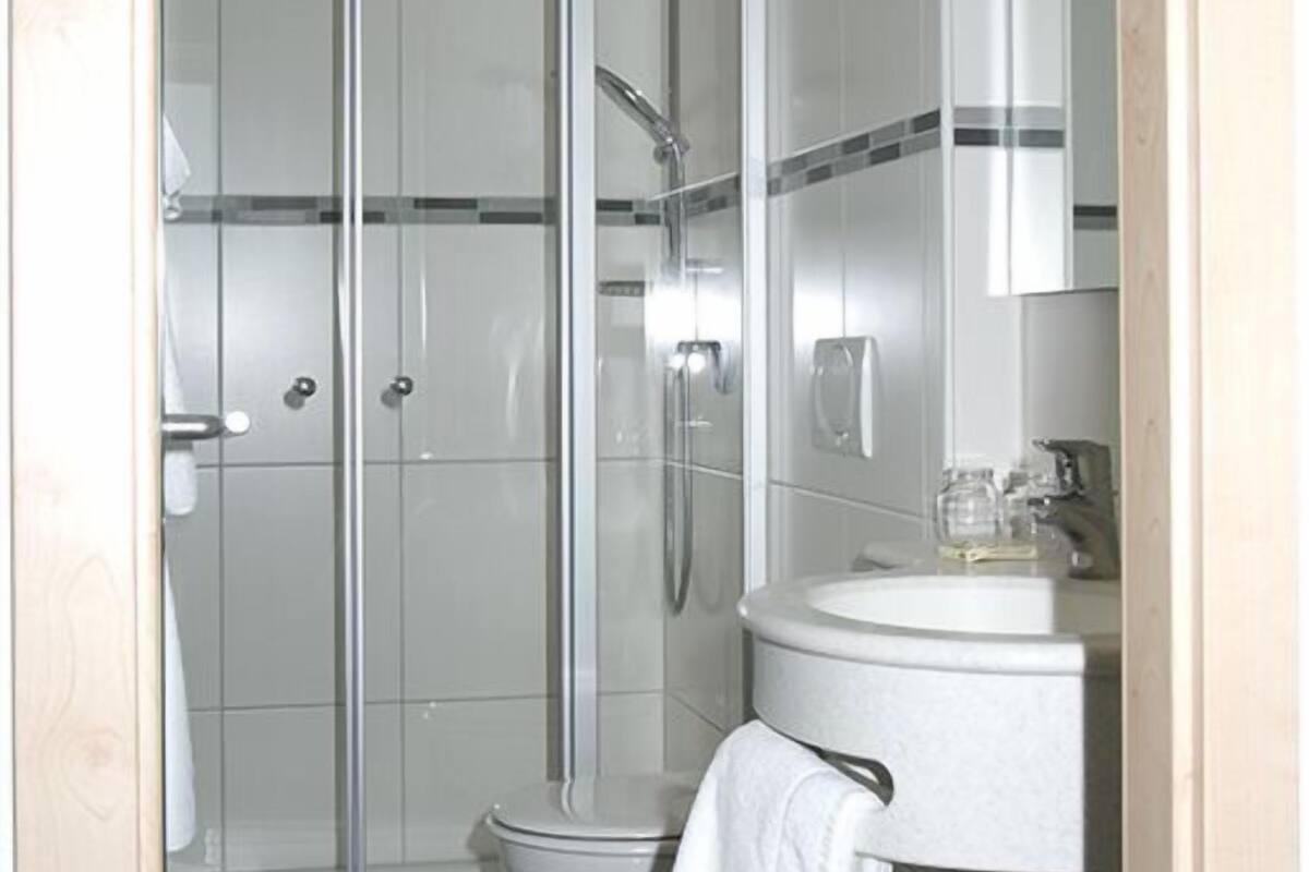 double or twin room | bathroom | shower, free toiletries, hair dryer, towels