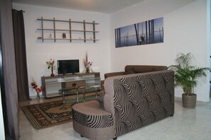 Luxury Villa, 4 Bedrooms, Private Pool | Living room | Flat-screen TV - Happy Villa (Trou aux Biches)