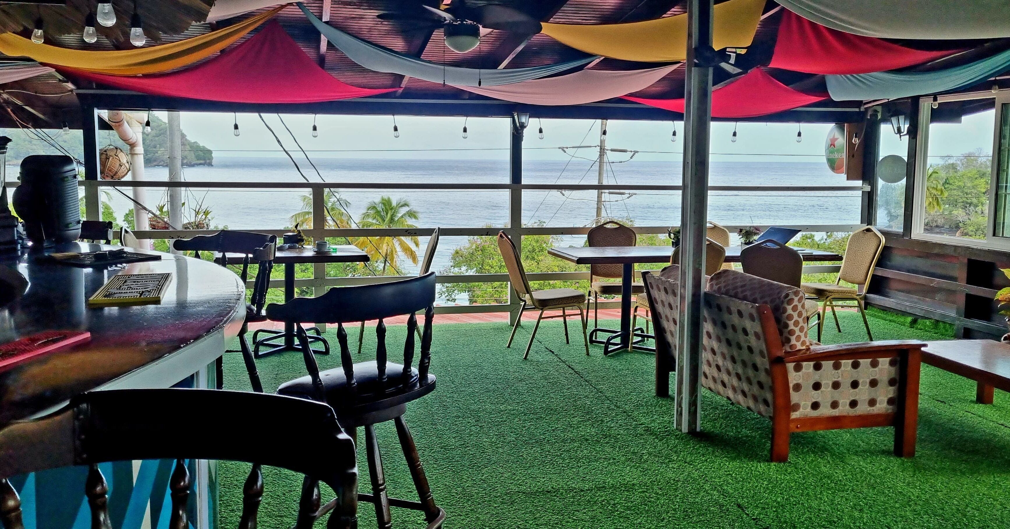Breakfast, lunch served; local and international cuisine, beach views 