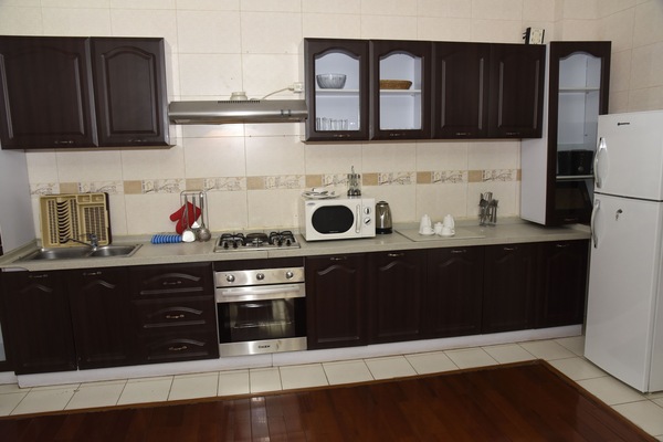Departamento de lujo, 2 habitaciones | Cocina privada | Refrigerador, microondas, horno y parrilla de estufa