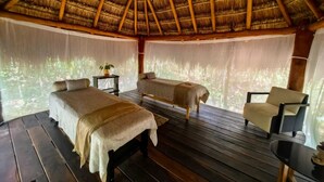 A room with two beds, a chair, a small table, and a ceiling fan. - El Dorado Seaside Palms, All & More Inclusive - Adults Only - All inclusive (Kantenah)