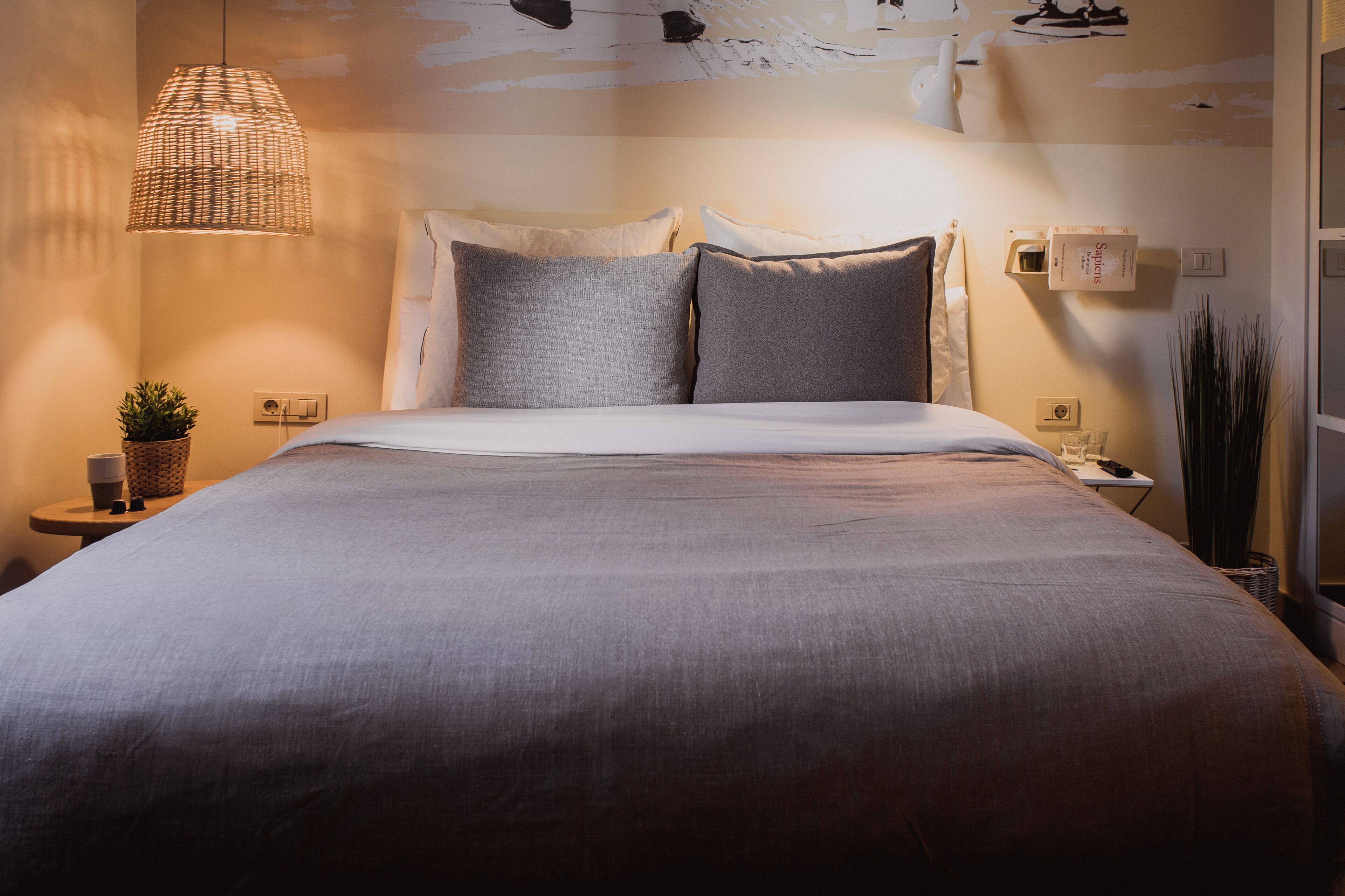 blackout curtains, iron/ironing board, free wifi, bed sheets