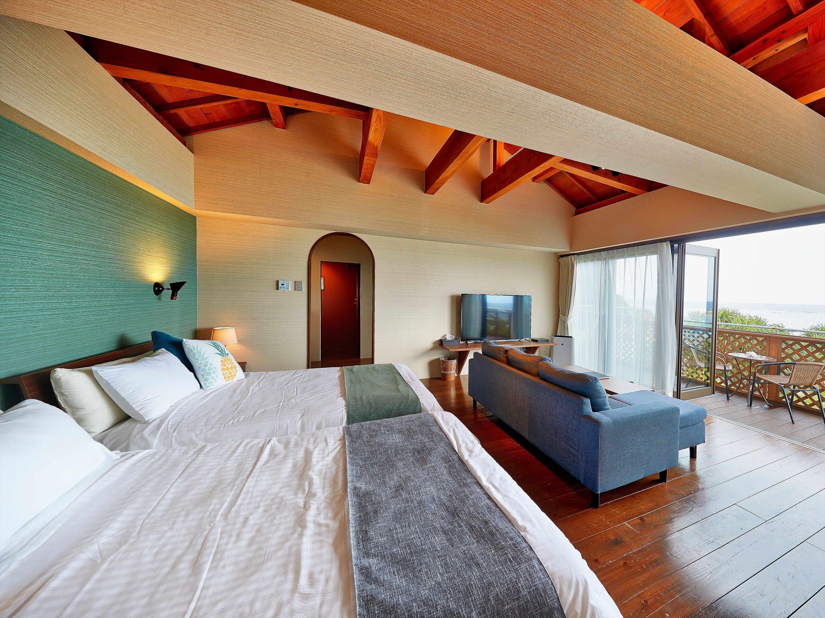 Familien-Zweibettzimmer, Poolzugang, Meerblick