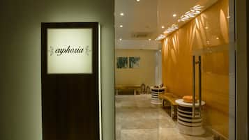 Sauna, steam room, body treatments, deep-tissue massages