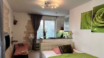 Design Studio, 1 Queen Bed with Sofa bed, Terrace, Ground Floor | Living area