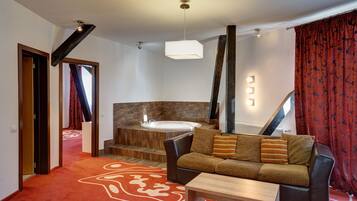 Luxury Apartment, 1 Bedroom, Jetted Tub | Minibar, in-room safe, desk, laptop workspace