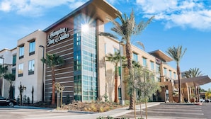 A Hampton Inn & Suites hotel with a modern facade, large windows, and palm trees in the landscaping. - Hampton Inn & Suites Mission Viejo (Mission Viejo)