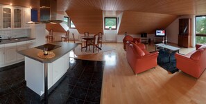 Suite, 1 Bedroom, Kitchen | Living area | TV