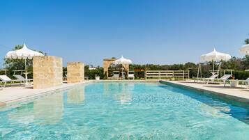 Outdoor pool, sun loungers