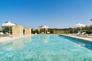 Outdoor pool, sun loungers