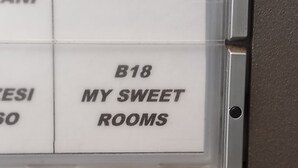 Une carte d’accès pour une chambre d’hôtel, portant le numéro de chambre B18 et l’inscription « MY SWEET ROOMS ».