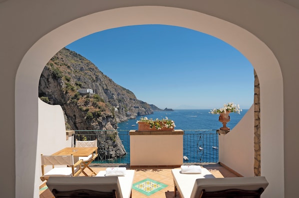 Deluxe Double Room, Terrace, Sea View | Terrace/patio