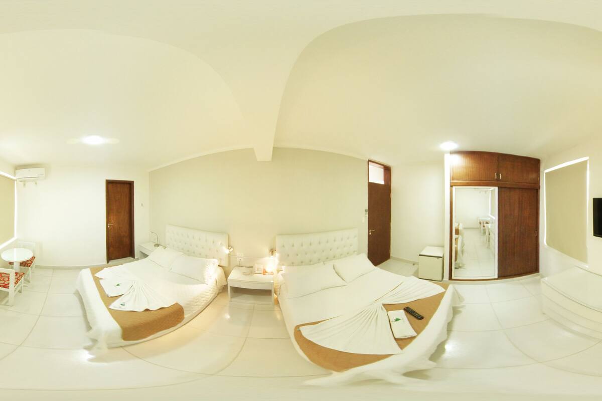 Double Room, 2 Queen Beds | In-room safe, desk, iron/ironing board, free cots/infant beds