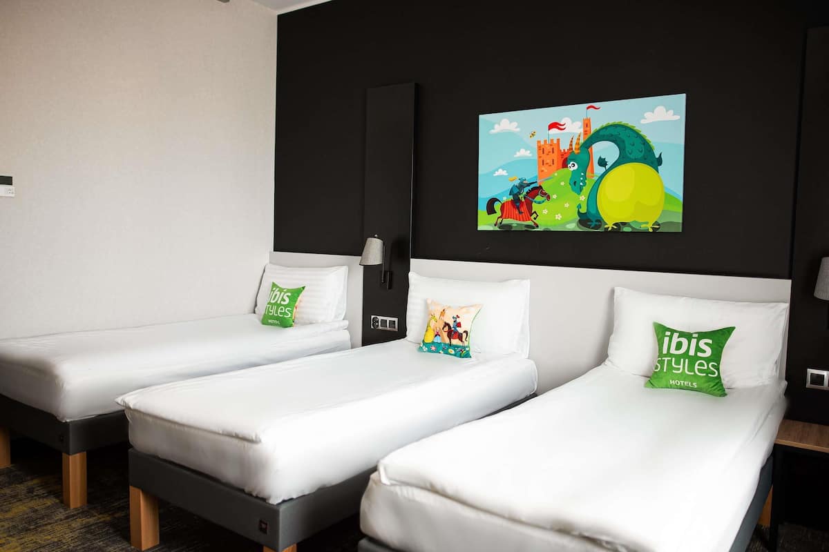 standard room, 3 single beds | desk, laptop workspace, blackout curtains, soundproofing