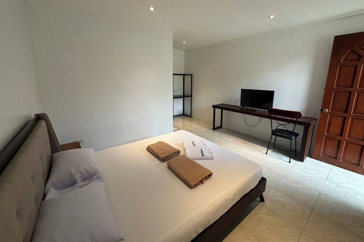 Individually decorated, individually furnished, desk, laptop workspace