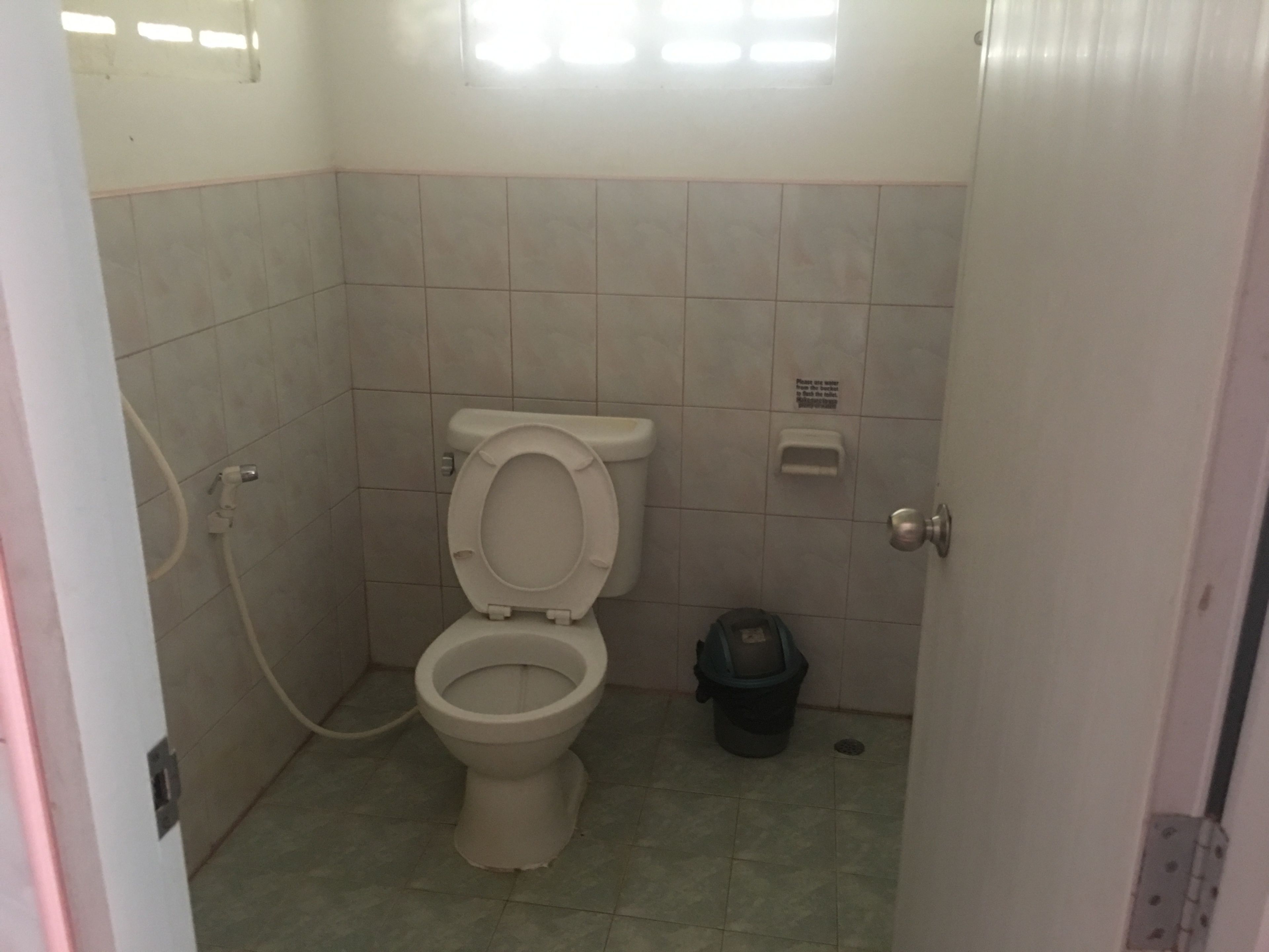 bungalow with fan - type b | bathroom | shower, rainfall showerhead, towels, soap