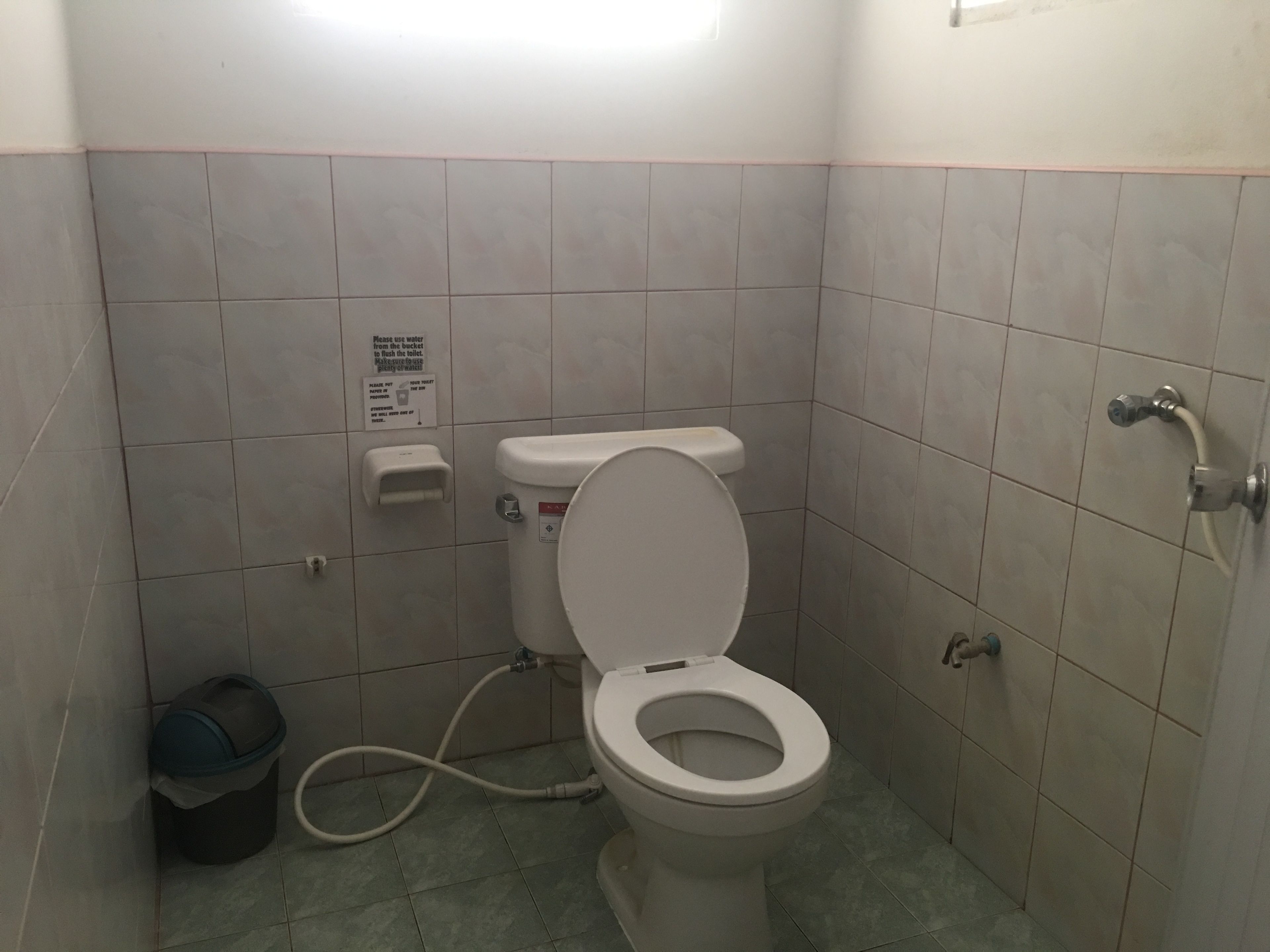 bungalow with fan - type a | bathroom | shower, rainfall showerhead, towels, soap