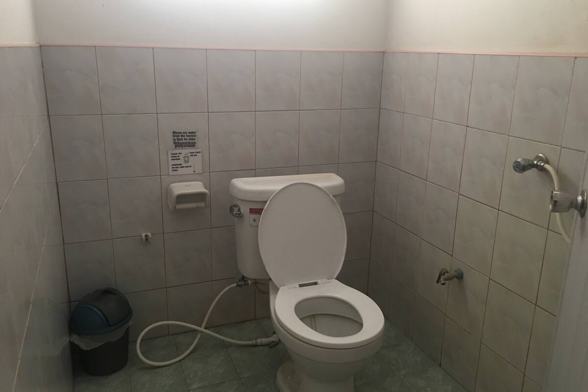 bungalow with fan - type a | bathroom | shower, rainfall showerhead, towels, soap
