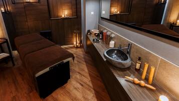 Steam room, body treatments, hot stone massages, body scrubs, facials
