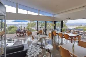 Dinner served, garden views