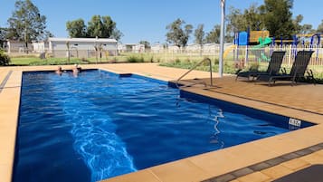 Outdoor pool, pool loungers